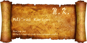 Mérai Karion névjegykártya